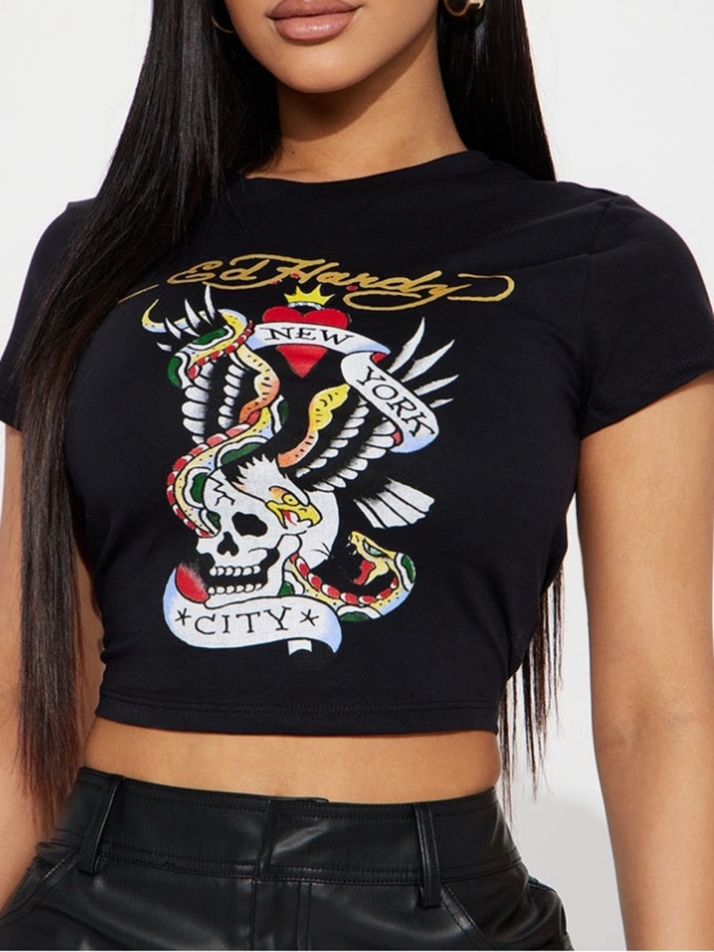 3 for $20 Ed Hardy Black Graphic Crop Top